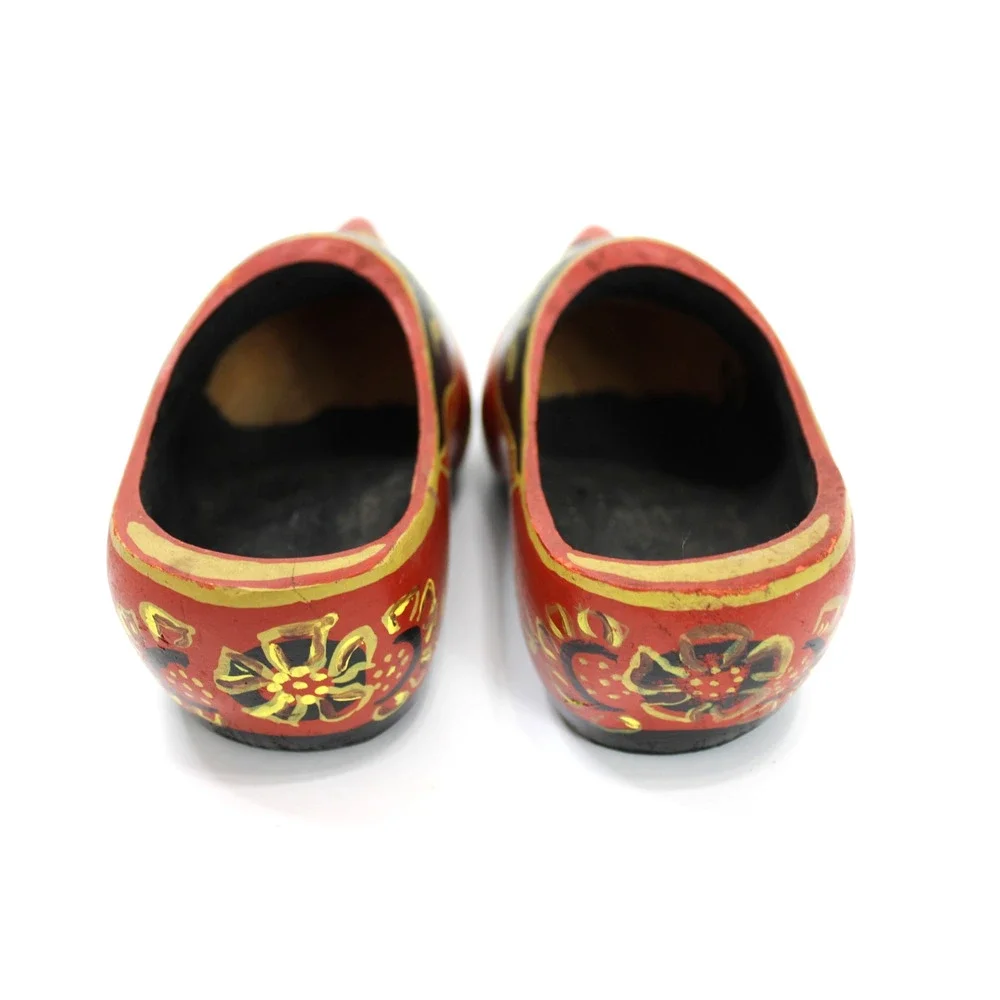 Vintage Hand Painted Wooden Clogs Dutch Holland Shoes Floral Folk Art 9